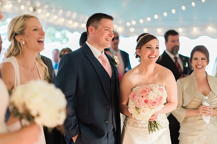Edenton Wedding - Edenton Courthouse Lawn Wedding Catering - Northeastern North Carolina -Light Pink Wedding - Happy Couple during Toasts